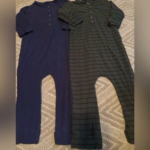 RAGS BRAND Toddler Boy 3T/4T Navy & Green Striped Jumpsuits